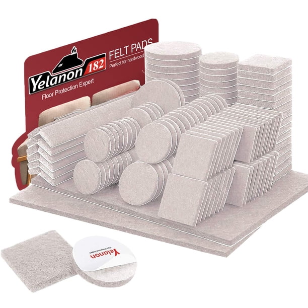 Protectores de fieltro para muebles Yelanon, 182 piezas para patas de sillas, color beige