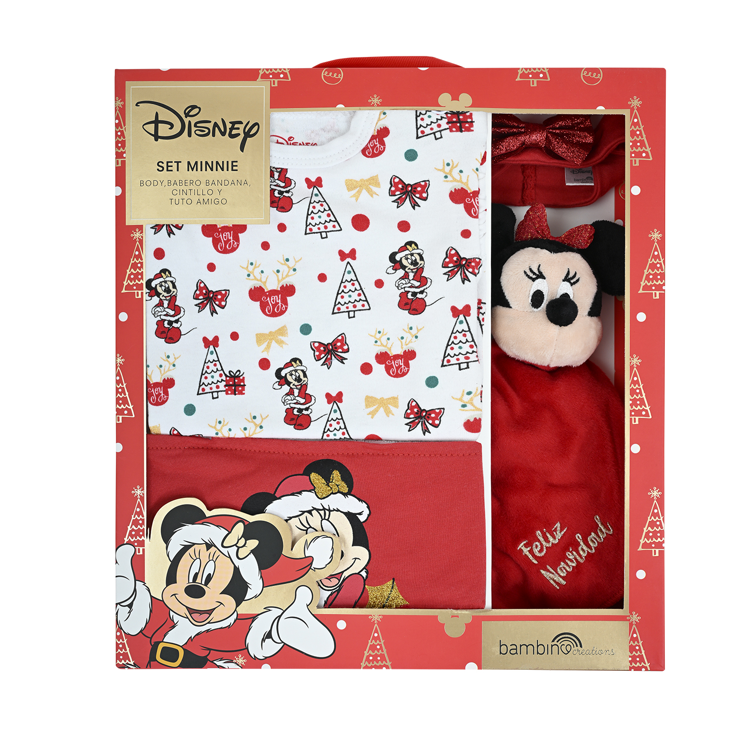 Bambino - Set 4 Piezas Navidad Minnie Muerdago Niña 6-9M