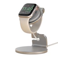 Genérico - Soporte De Carga Universal Compatible Con Apple Watch Se/1-8/Ultra - Base De Carga Inalámbrica Magnética Con Base De Silicona Antideslizante - Plata