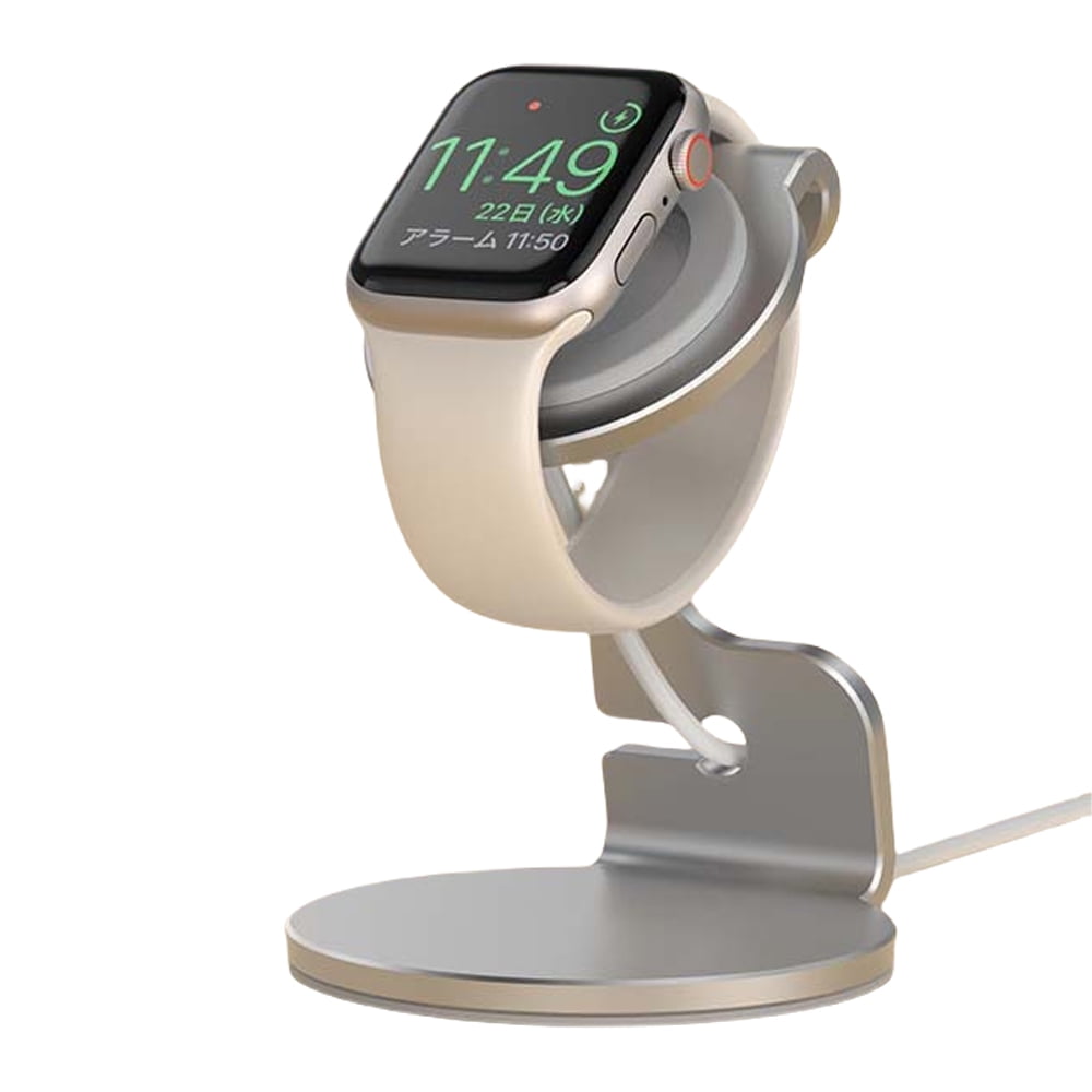 Genérico - Soporte De Carga Universal Compatible Con Apple Watch Se/1-8/ultra - Base De Carga Inalámbrica Magnética Con Base De Silicona Antideslizante - Plata