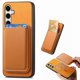 thumbnail image 4 of Funda de Cuero Magnética con Tarjetero para Samsung Galaxy S25 Plus Cubierta Delgada Amarillo, 4 of 5