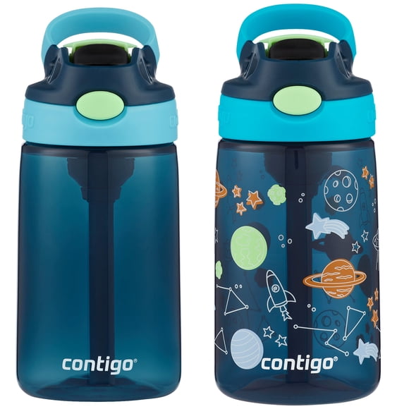 Botella de agua Contigo Kids AUTOSPOUT con pajilla, 414 ml, paquete de 2, azul