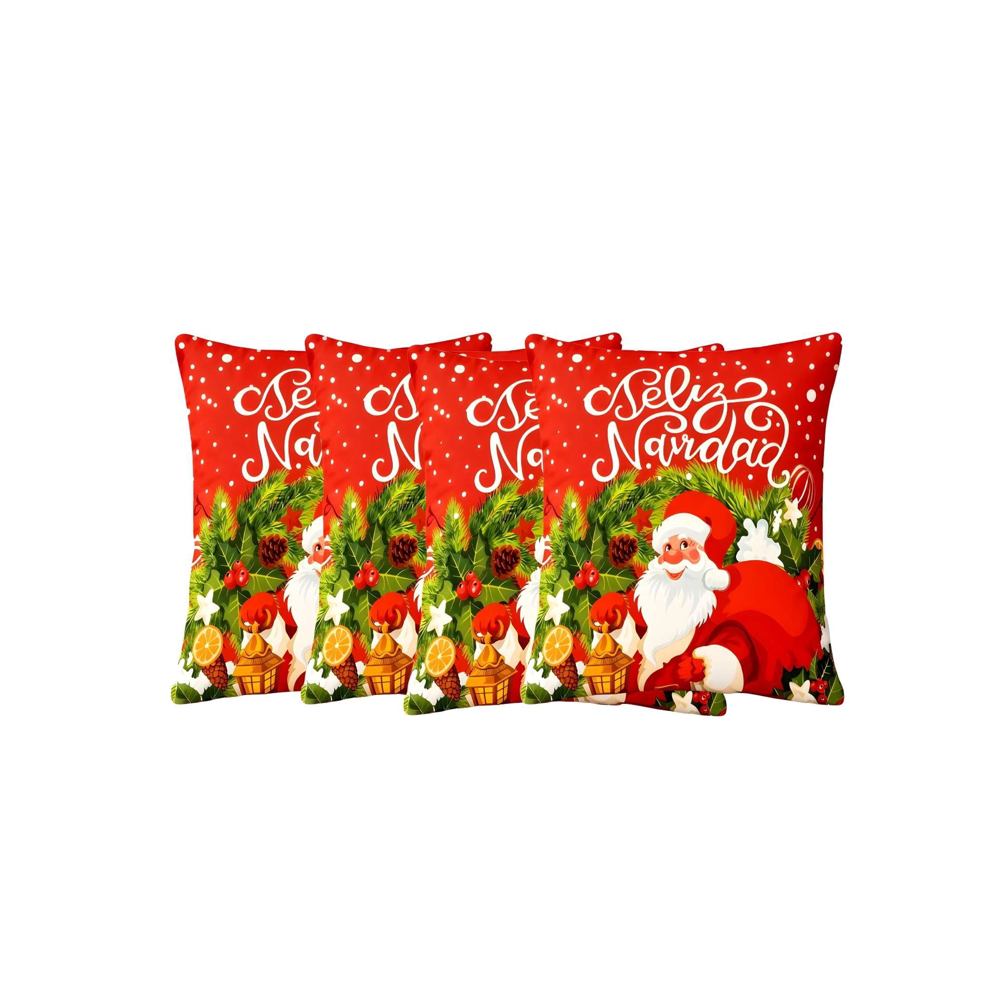 Genérico - Fundas Navidad Set De 4 Fundas Para Cojines De 45x45 Cm