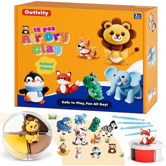 Arcilla Air Dry Outivity Kit 12 piezas 4 colores