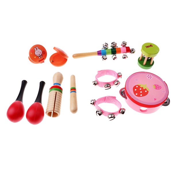 el instrumento musical de la percusión del juguete de madera del niño fijó 10pcs para la muchacha