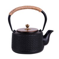 Magideal - Tetera De Hierro Para Té, Tetera De Hojas Sueltas Florecientes De 850Ml Para Hervir Agua Caliente, Tetera De Hierro Para Acampar, Senderismo, Picnic Tapa De Cobre