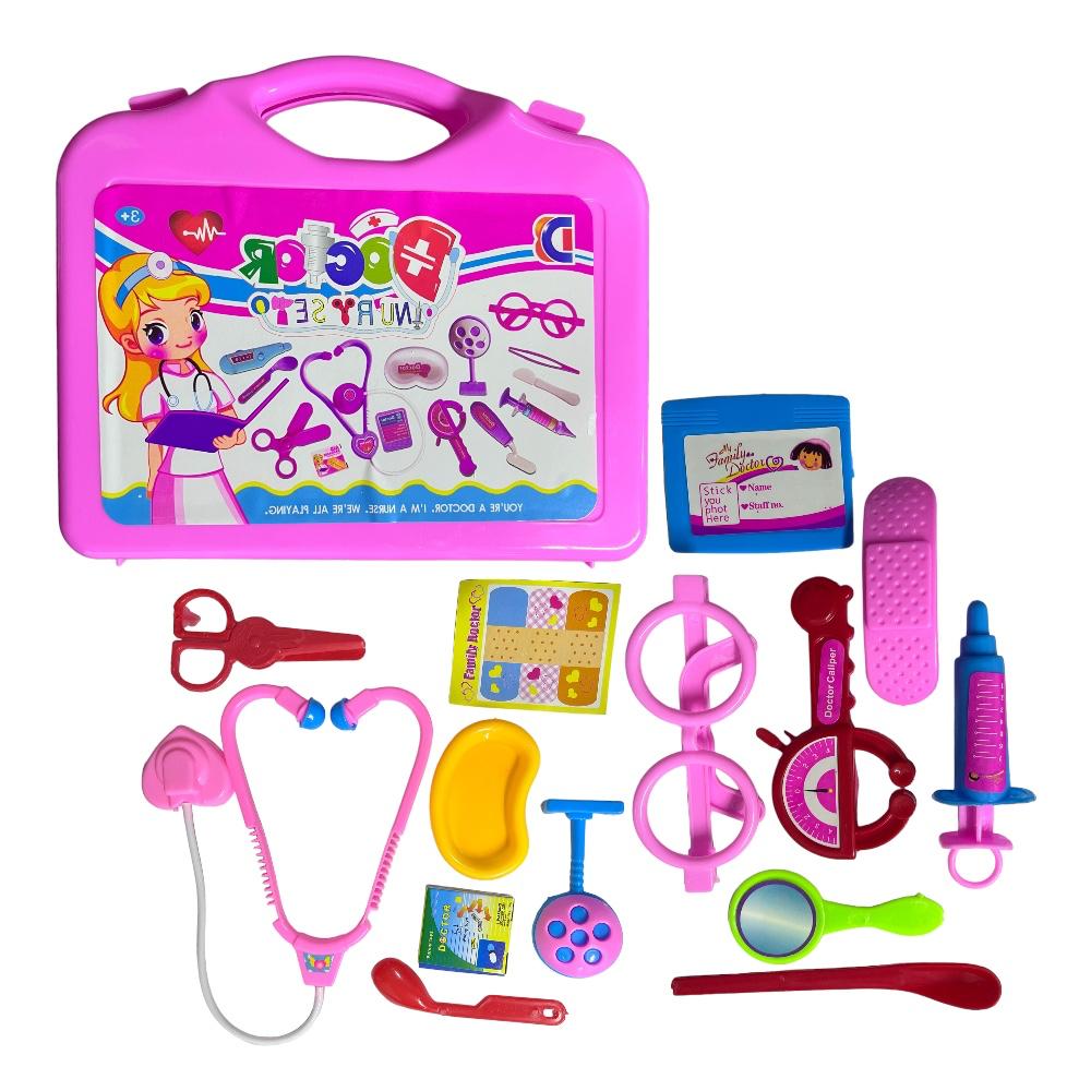 N-Ofertas - Kit Maleta Doctor Plana Médico Juguete Niños 14 Pcs Rosado