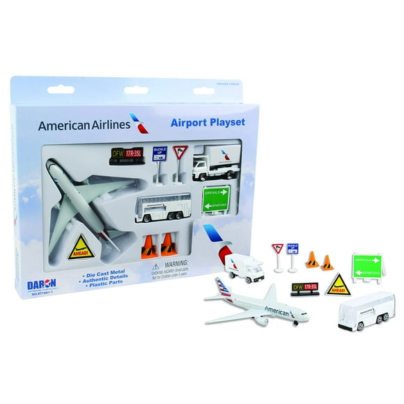 Set de juego de aeropuerto Daron American Airlines con avión fundido a presión