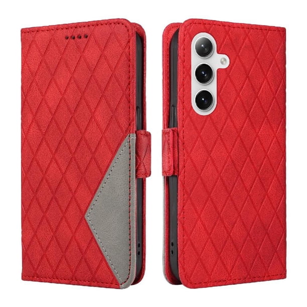 Funda Cartera para Samsung Galaxy S25 con Tarjetero Soporte y Correa Rojo