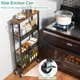 thumbnail image 2 of Carrito de Almacenamiento Delgado XYZLVSI de 4 Niveles, Carrito Estrecho con Ruedas para Cocina, Unidad Móvil de Estantería con Tapa de Madera y Asa de Metal para Cocina, Baño y Lavandería, 2 of 7