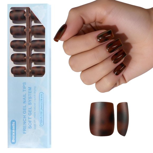 Uñas postizas Dsixnails 160 piezas 16 tallas diseño de carey