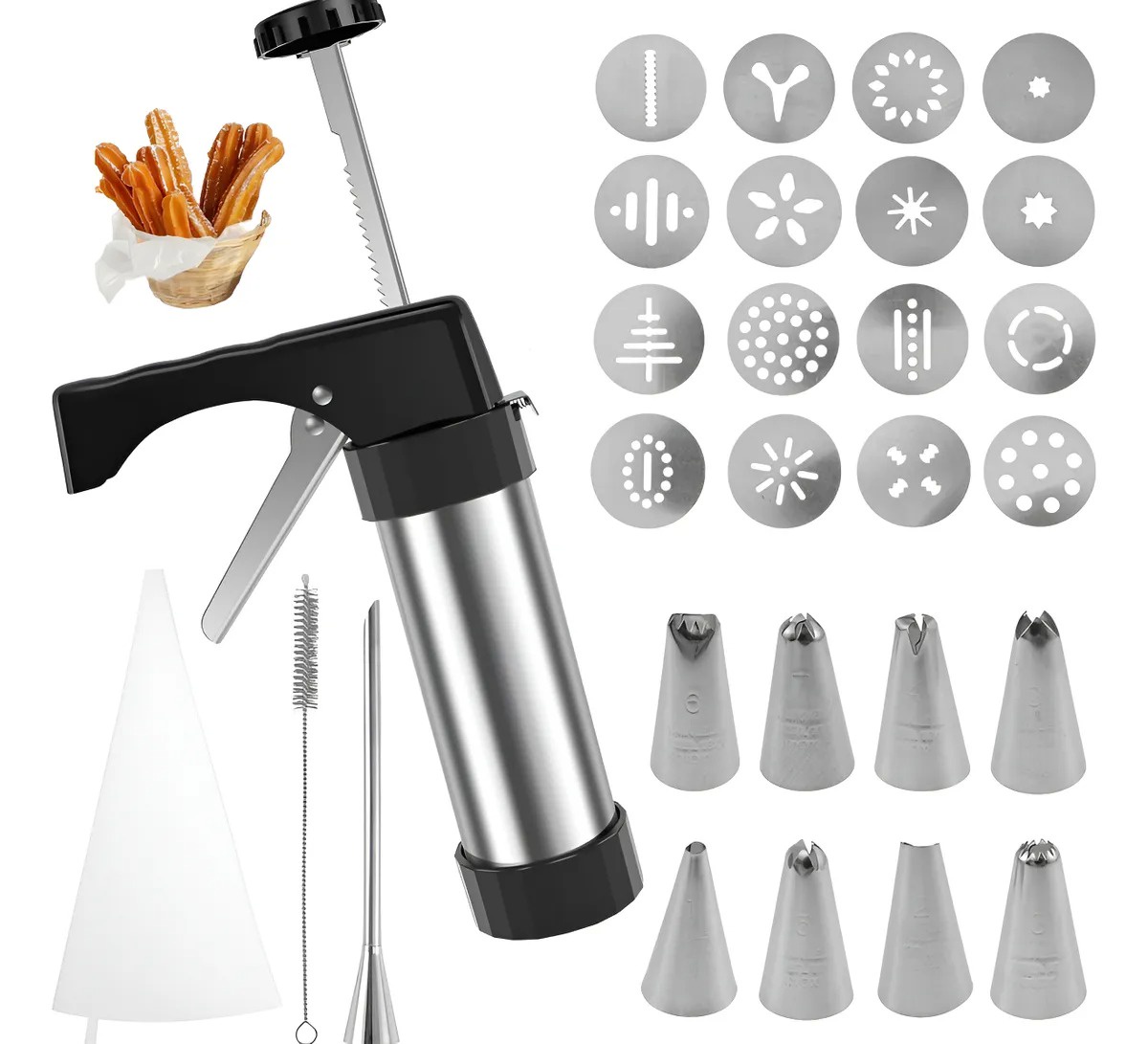 Genérica - Máquina Para Churros Tradicionales Y Rellenos - 8 Boquillas