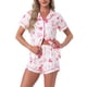 thumbnail image 1 of INSPIRE CHIC Conjuntos de Pijama para Mujer de Manga Corta con Estampado de Lazo Bonito, Suaves y Cómodos, Camisetas con Botones y Pantalones Cortos 2 Piezas XL Rosa, 1 of 5