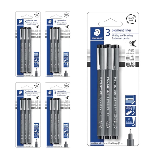 Lápiz delineador de pigmentos STAEDTLER, paquete de 5 unidades, negro, 0,05/0,2/0,8 mm