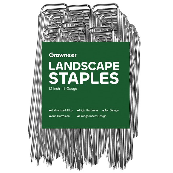 Grapas para Jardinería GROWNEER de Acero Galvanizado 11 Gauge de 12" Paquete de 100