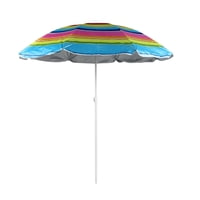 Genérico - Sombrilla Reclinable 1.70 Mts Diametro Playa Camping Diseño Rayas Colores Variados