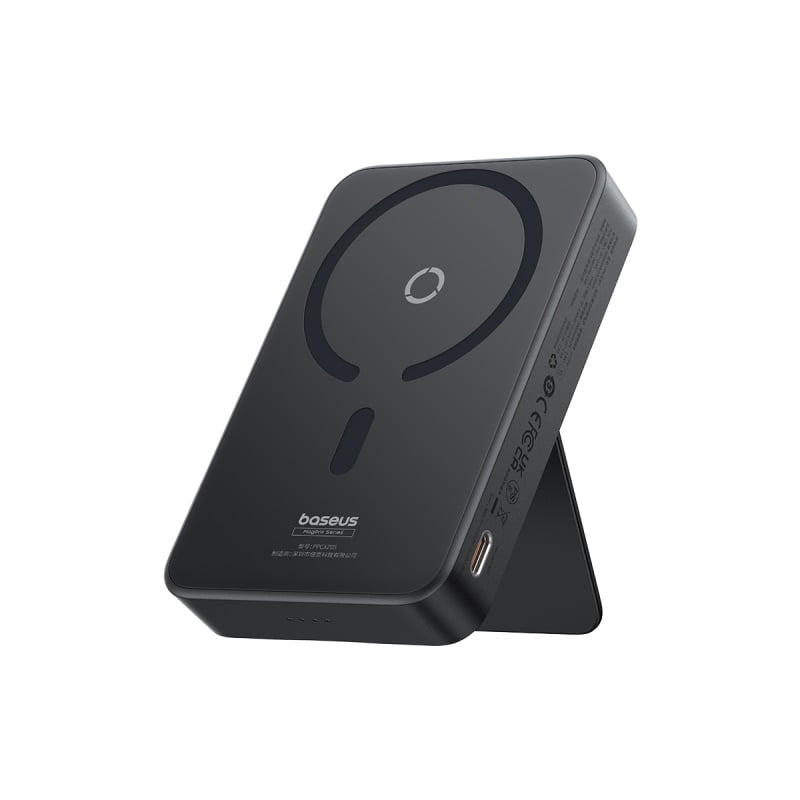 Powerbank Baseus Magpro 5000mah Carga Rápida Inalámbrica Pd 20w Con Soporte Magnético - Negro