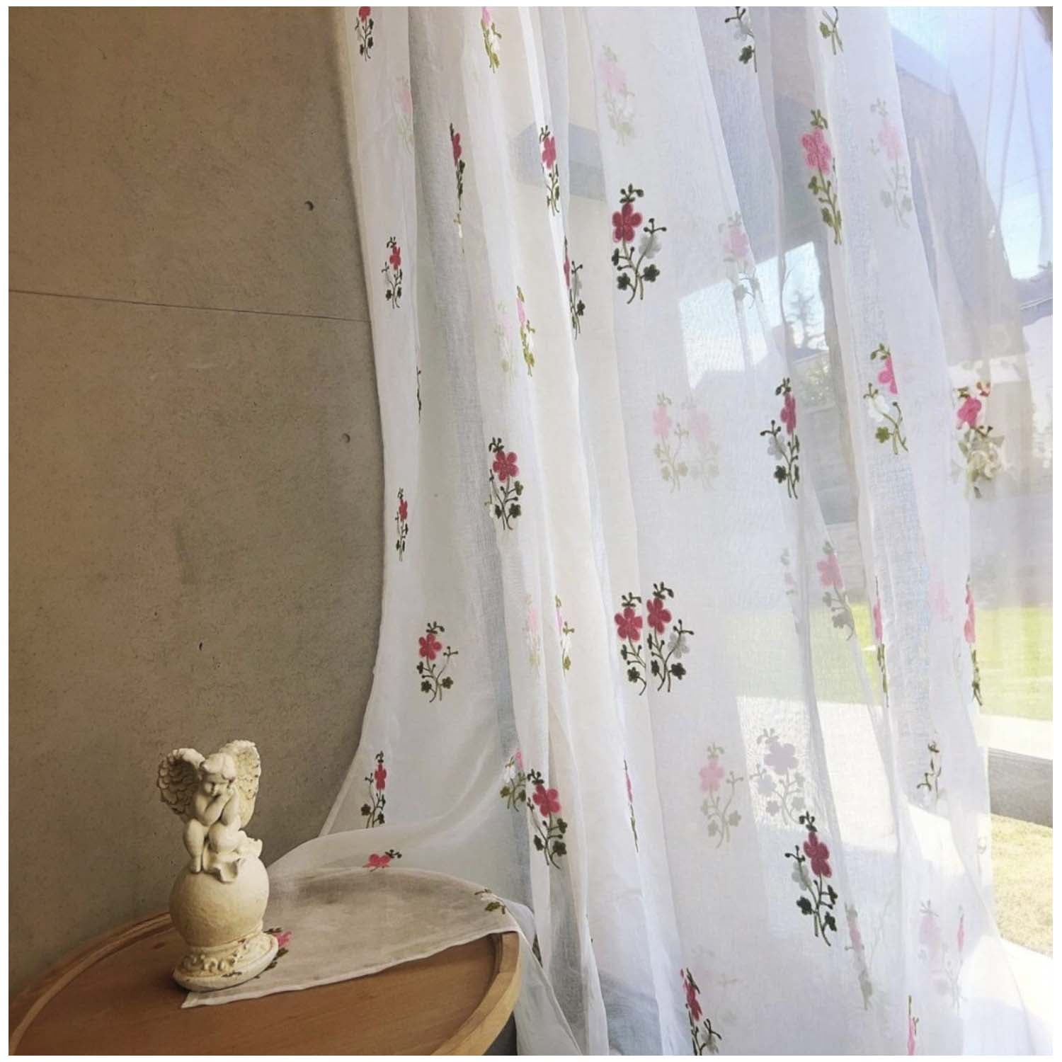 Wyj Hogar - Set De 02 Visillos Bordados Con Argollas 140x230 Cm Mod09