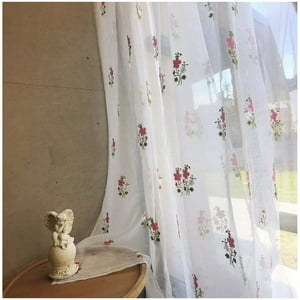 Wyj Hogar - Set De 02 Visillos Bordados Con Argollas 140X230 Cm Mod09