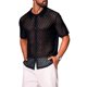 thumbnail image 4 of INSPIRE CHIC Camisa Transparente de Encaje con Botones y Manga Corta para Hombre, Regreso a Clases, Estilo Disco, Talla S, Negro, 4 of 5