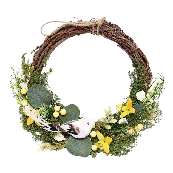 Simulation Wreath Party Supplies Ornaments Supplies Decoration Pendant Home Decor Garland Rattan for Holiday Wall Front Door Party Window , flores pájaros