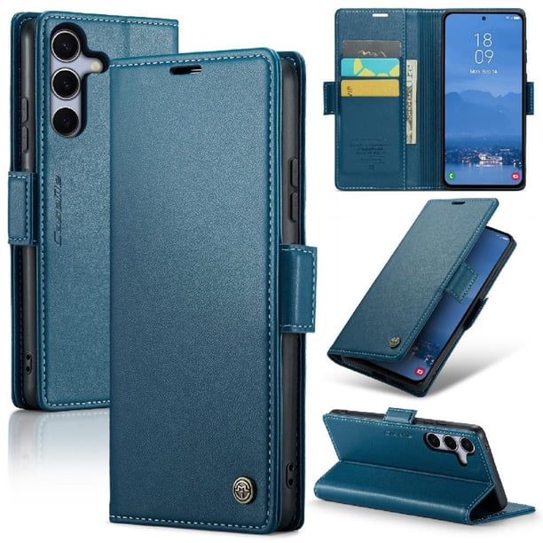 CaseMe tipo cartera Samsung Galaxy S25 Plus 5G con cierre magnético, RFID, tarjetero, soporte, carga inalámbrica