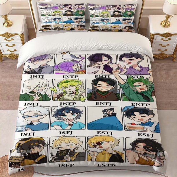 MBTI Type Printed Bedding Set | Comfortable Polyester Duvet Cover and 2 Pillowcases Ideal for All Seasons