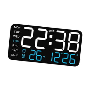 Magideal - Reloj Despertador Digital, Relojes Eléctricos, Atenuador De 12/24H, Reloj De Pared Versátil, Reloj De Escritorio Digital Led Para Dormitorio, Oficina, Blanco Con Luz Azul.
