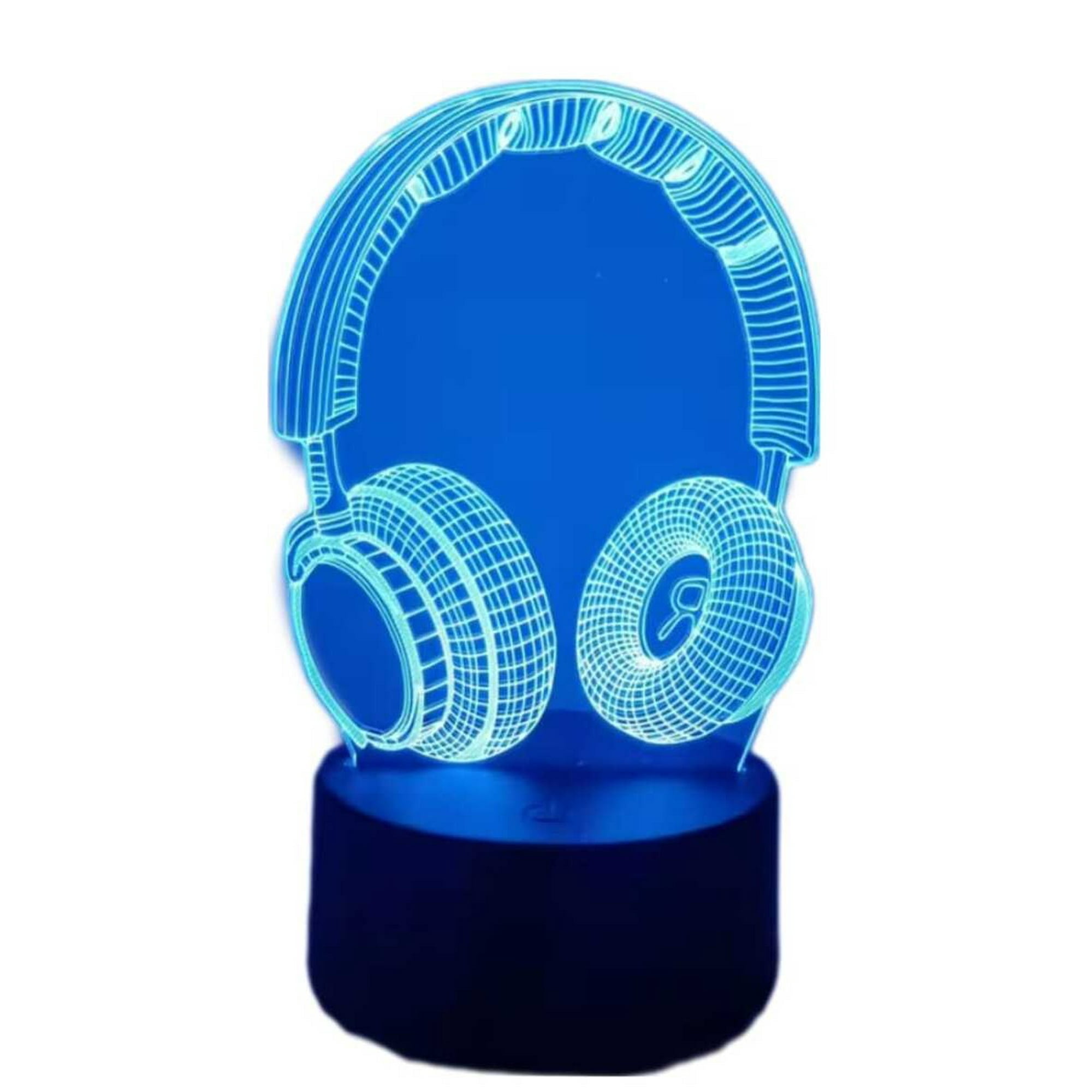 Lampara Ilusion 3d Audífonos De 7 Colores, Base Touch