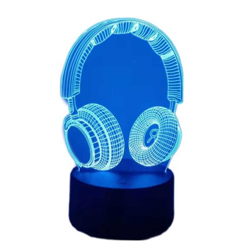 Lampara Ilusion 3D Audífonos De 7 Colores, Base Touch