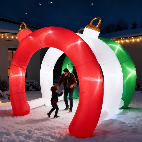 Arco inflable ZPISF de 3,2 m con LED para exteriores - Decoración navideña