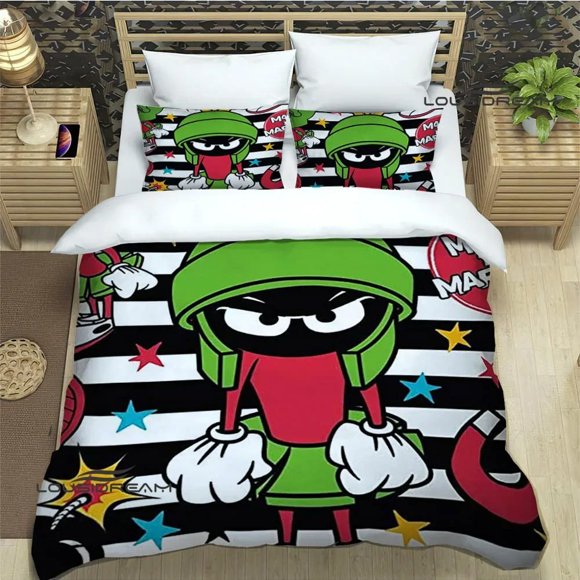 Marvin The Martian print Bedding Sets exquisite bed supplies set duvet cover bed comforter set bedding set luxury birthday gift Bed Sheets