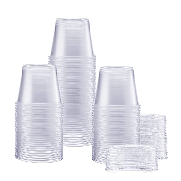 Vasos desechables de plástico para porciones, paquete cómodo, 160 ml, 100 unidades