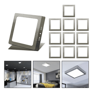 Genérico - 10 Foco Plafon Led Cuadrado Sobrepuesto 18W Luz Fria Niquel