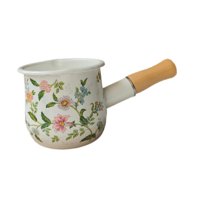 Magideal - Olla Pequeña De Esmalte Para Leche, Mini Olla Para Sopa, 400 Ml, Con Mango De Madera, Cacerola Pequeña Para , Para Restaurante, Camping O Cocina.