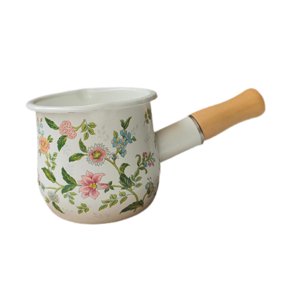 Magideal - Olla Pequeña De Esmalte Para Leche, Mini Olla Para Sopa, 400 Ml, Con Mango De Madera, Cacerola Pequeña Para , Para Restaurante, Camping O Cocina.