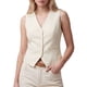 thumbnail image 1 of Chaleco de Traje con Forro para Mujer INSPIRE CHIC Blazer Sin Mangas de Ajuste Delgado con Botones Ligeros y Dobladillo Puntiagudo Corto Grande Blanco Leche, 1 of 5