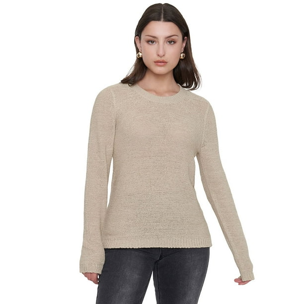 Sweater Mujer Cinta Color Arena Corona