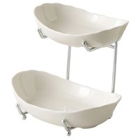 Bothyi - Frutero Para Encimera De Cocina, Cesta De Frutas Escalonada Para Postres, Aperitivos, Cocina, Color Blanco Plateado, 2 Capas