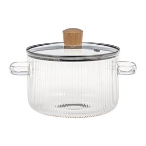 Magideal - Olla De Vidrio Con Tapa, Cacerola De Vidrio Con Tapa, Olla Transparente Resistente Al Calor Para Sopa Y Gachas, Para Té, Sopa De Fideos, Comida Para B 1800Ml