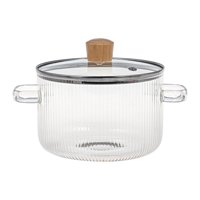Magideal - Olla De Vidrio Con Tapa, Cacerola De Vidrio Con Tapa, Olla Transparente Resistente Al Calor Para Sopa Y Gachas, Para Té, Sopa De Fideos, Comida Para B 1800Ml