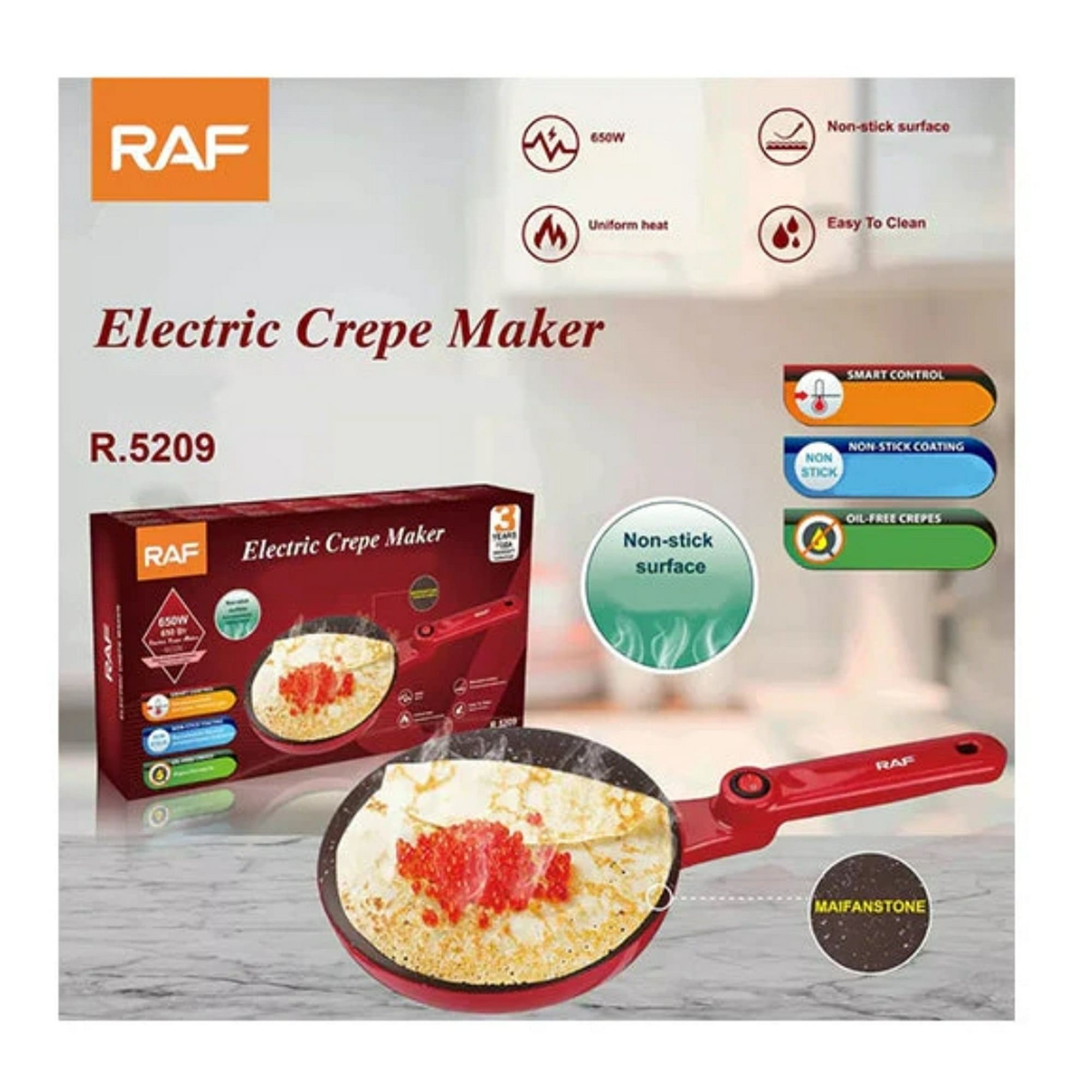 Raf - Máquina De Panqueques Antiadherente Rojo