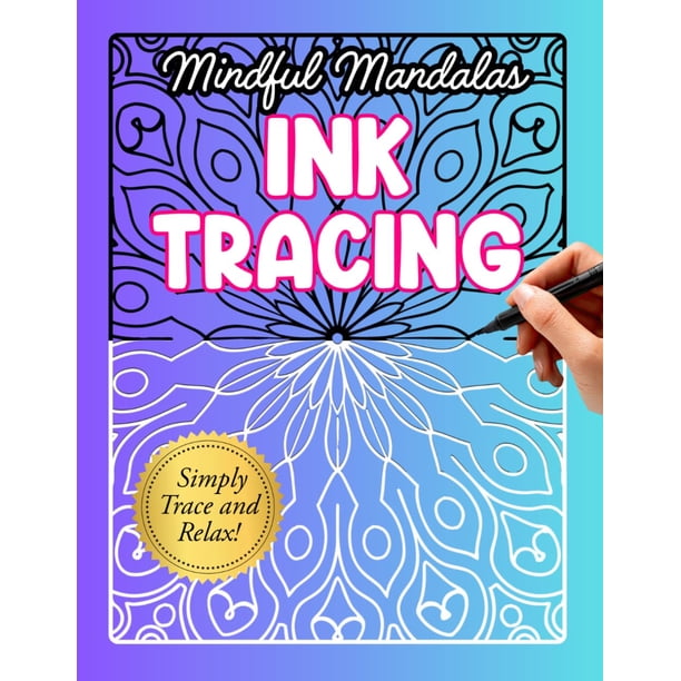 Trazado con tinta para libros para colorear, simplemente sigue líneas blancas, mandalas
