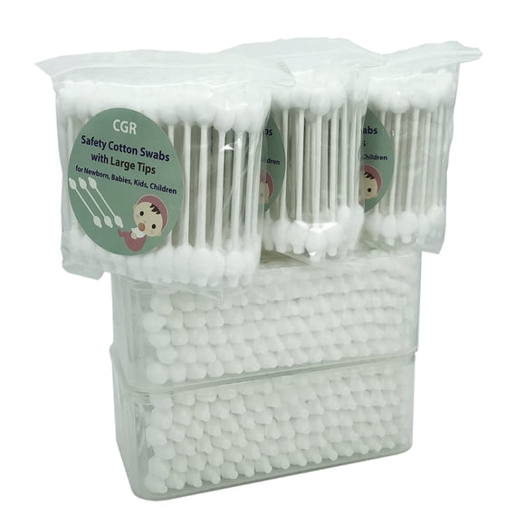 Bastoncillos de algodón CGR Baby Safety, 400 unidades con puntas grandes, 100% orgánicos