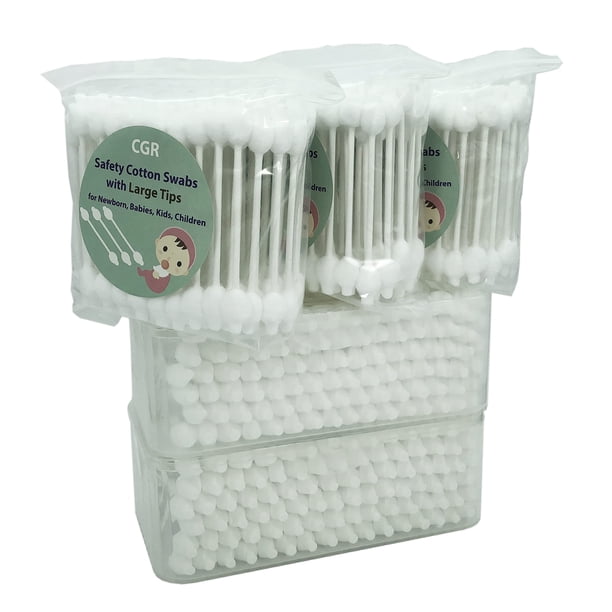 Bastoncillos de algodón CGR Baby Safety, 400 unidades con puntas grandes, 100% orgánicos