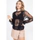 thumbnail image 1 of Top Peplum Floral de Malla Transparente, 1 of 5