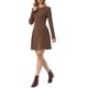 thumbnail image 4 of INSPIRE CHIC Vestido de Punto Acanalado para Mujer de Manga Larga con Cuello Redondo, Cintura Vasca, Línea A Fluida, Talla M, Marrón, 4 of 6