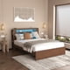 thumbnail image 2 of Wooden Bed Frame Queen Size Farmhouse Platform Bed Frame with Bookcase Shelf & 2 Storage Drawers, Storage LED Light Headboard , Noise Free,No Box Spring Needed and Easy Assembly,Brown, 2 of 3