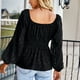 thumbnail image 4 of Blusa informal de manga larga con farol para mujer, cuello ancho, espalda descubierta y dobladillo holgado para todas las estaciones., 4 of 6