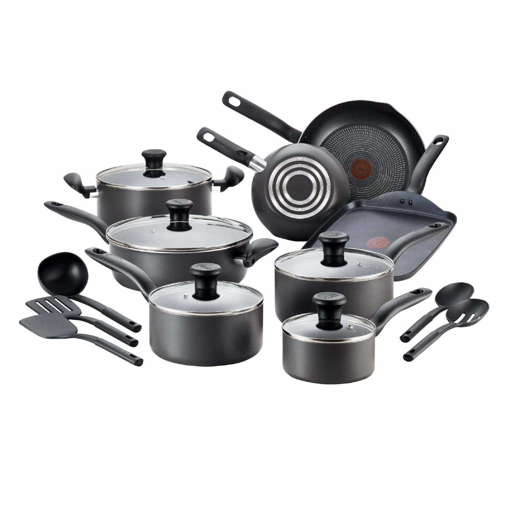 Juego De Utensilios De Cocina T-fal Initiatives, Antiadherentes, 18 Piezas, Negro